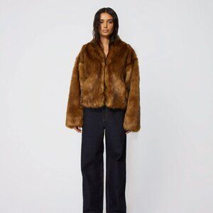 KHY faux fur jacket in cedar NWT